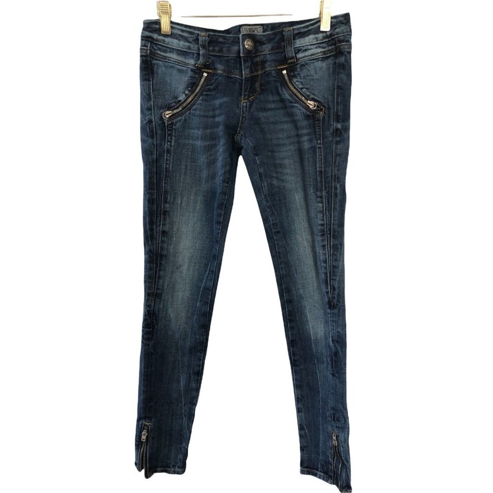 Rerock For Express Jeans Distressed Skinny Size 2R 28x30 Zip Pockets Legs‎